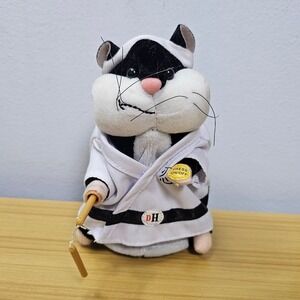 Gemmy Kung Fu Hamster Fighting Dancing Singing Black Belt White Robe Vintage
